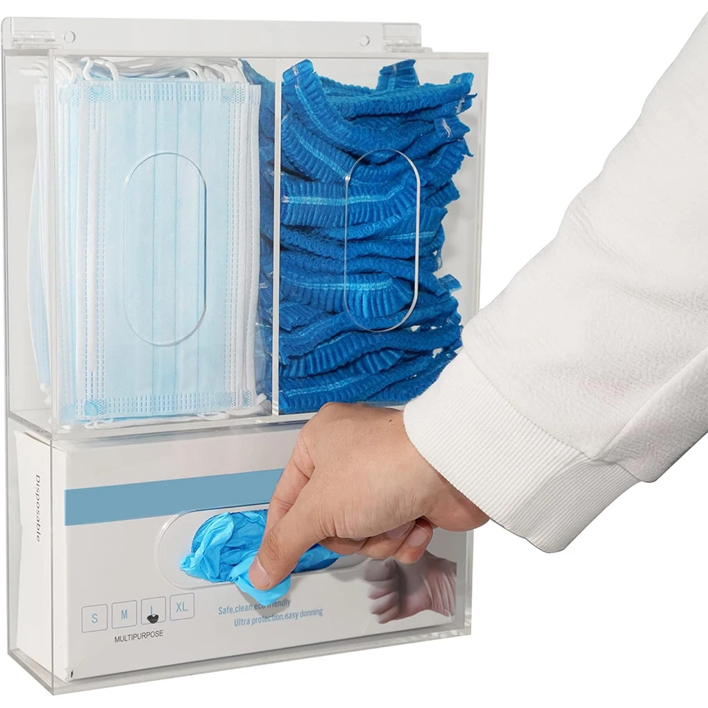 Medical Gloves - 3 Grids Acrylic Glove Holder Transparent