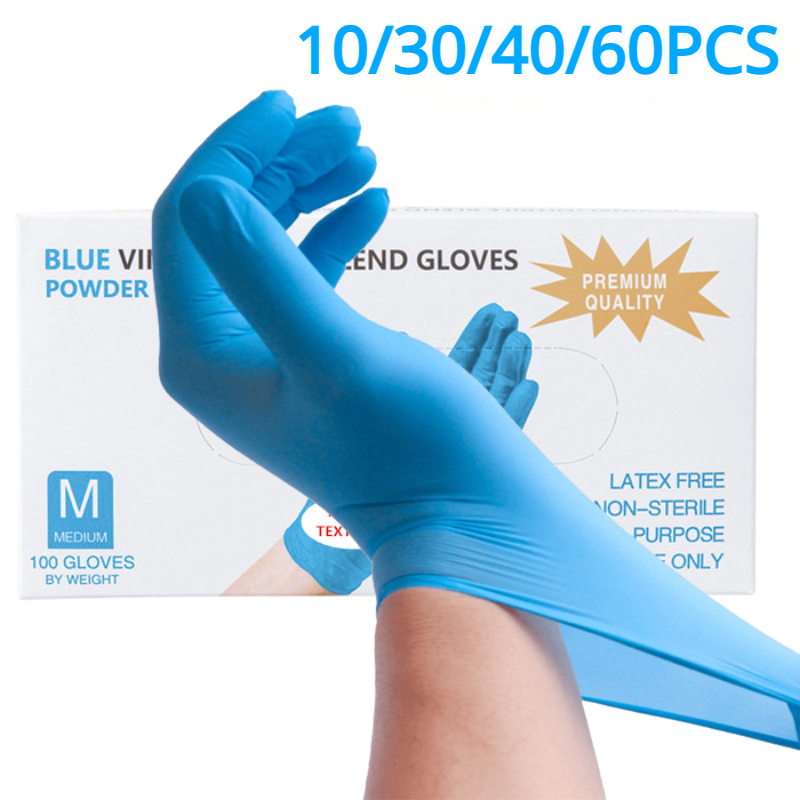 Medical Gloves - 10/30/40/60PCS Disposable Blue Nitrile Gloves Household