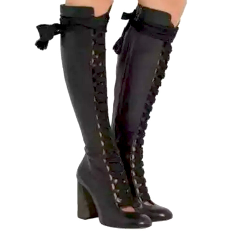 Bandage - Fashion Brown Thick Shoelace Cross-Tie Front