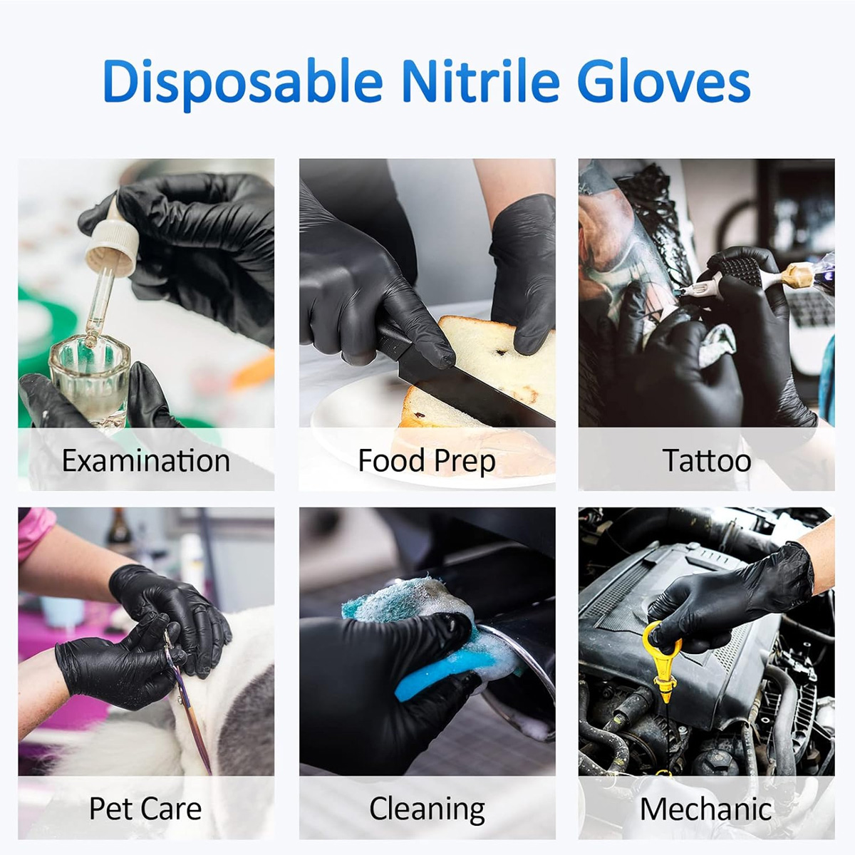 10/50 Pcs Disposable Black Nit - đánh giá và giá Medical Gloves